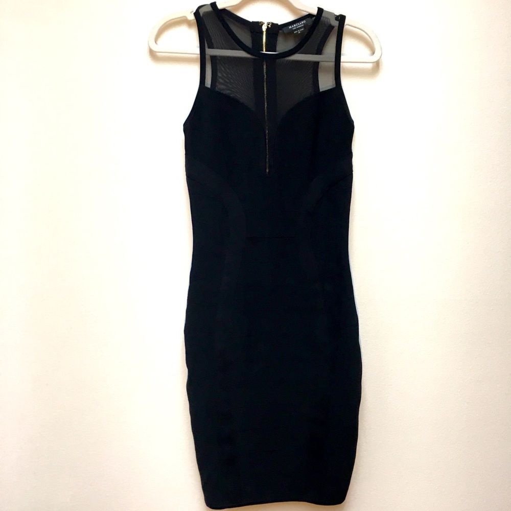 Marciano Mesh Sleeveless Bandage Bodycon Mini Dress XS Black Evening Wedding